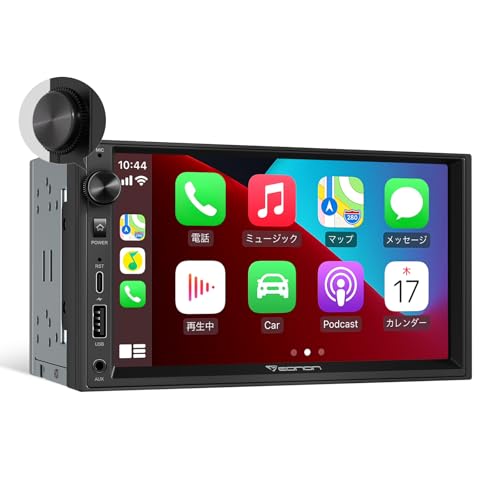 EONON ディスプレイオーディオ 2din 7インチ QLEDタッチパネル 1024×600p ディスプレイ ステレオレシーバー ワイドFM/FM/AM スマホ連携で無線CarPlay Android Auto ミラーリング バックカメラ連動 ステアリング制御 東芝TCB001アンプ内蔵 映像出入力 携帯充電 Bluetooth/USB/SD動画音楽 16バンドEQ カーオーディオ(X3J)